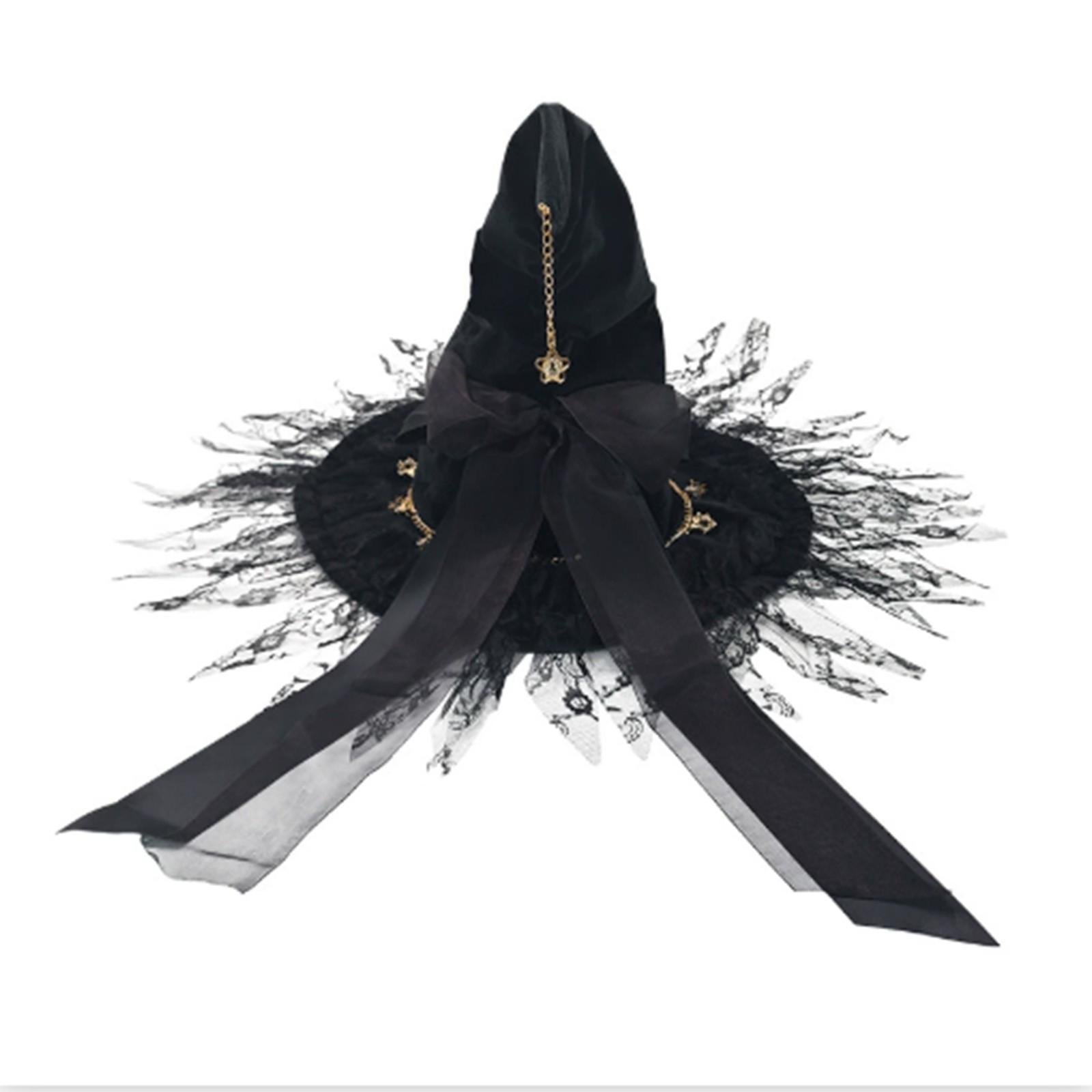 

Хэллоуинская шляпа ведьмы - Готическая шляпа на Хэллоуин - Готическая черная шляпа из шелка с бисером - Костюм ведьмы (1 кусок) One Size