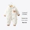 Baby Fleece Lined Hooded Quilted Romper - Autumn/Winter Cotton Jumpsuit for Infants & Toddlers