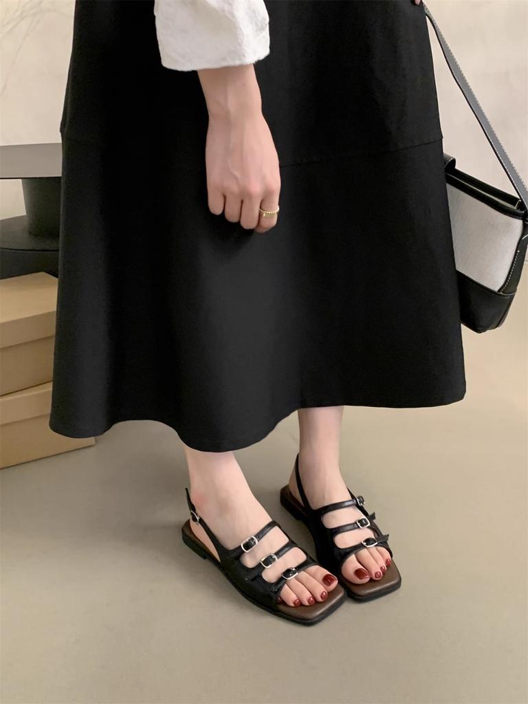 Fashion Sandals Women Summer Retro French Absolute Fairy Style Beach Seaside Holiday Roman Sandals