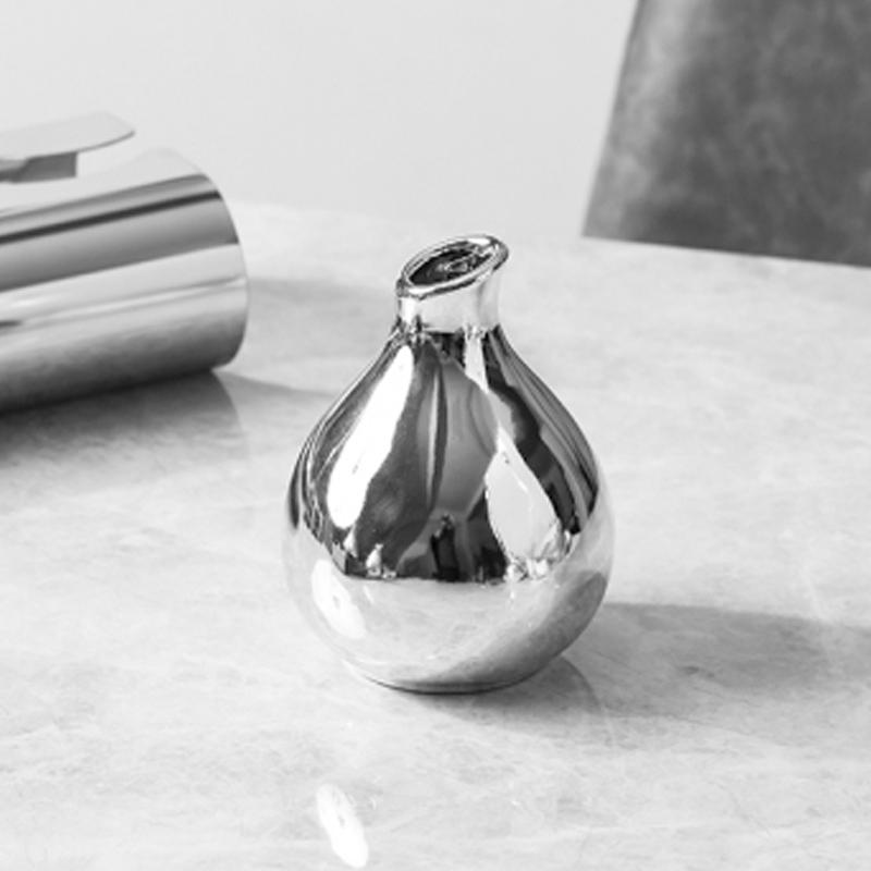 

Серебряная ваза, украшения для рабочего стола, керамические однотонные украшения для стола, цветочная композиция для гостиной, сухоцветы, украшения для дома