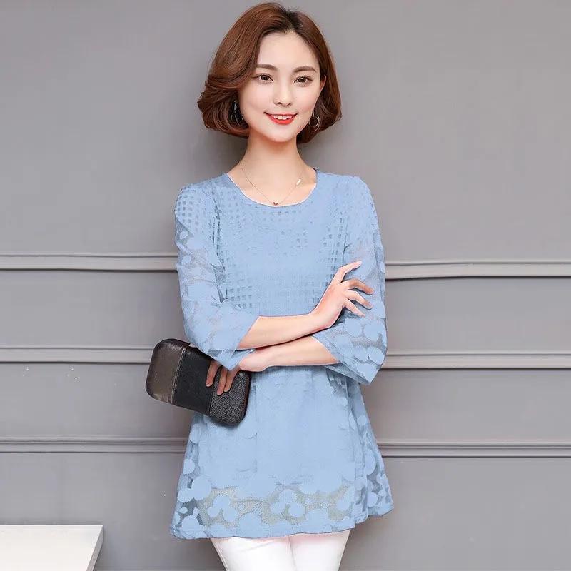 BLACK Women Summer Blouses Shirt Chiffon Women Tops Plaid Half Sleeves Women Blouses Plus Size Blusas White Red Black Lace Solid Color Shirt