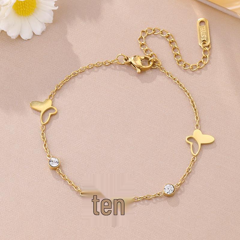 Luxe Titanium Staal Vierbladig Klaver Armband in Koreaanse Stijl met Ingelegde Diamanten voor Vrouwen - Kleurvast