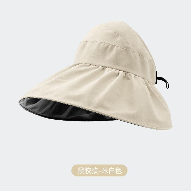 

Summer new vinyl empty top hat big eaves UV protection sun hat breathable portable foldable ponytail head circumference (54cm-62cm)