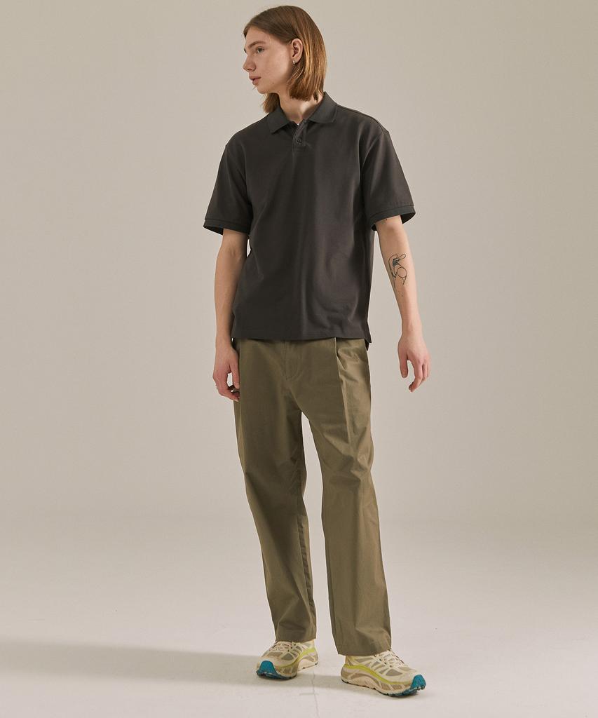 BASIC HOUSE Uni Semi-Overfit Pique Polo Shirt Dark Grey Lyts3104