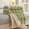 Teddy Velvet and Rabbit Fur Blend Jacquard Double-Layer Blanket