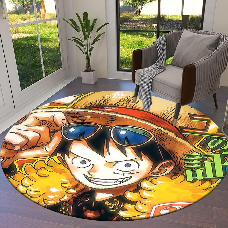 One Piece Monkey D Luffy Round Area Rug Carpet Rug For Living Room Bedroom Sofa Playroom Decor Nonslip Floor Mat