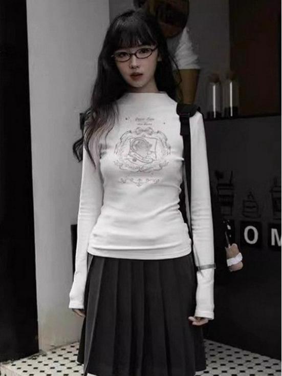 Ribbed Velvet Half-High Neck Slim Fit Women's Long Sleeve Top, Autumn/Winter Layer, Plus Velvet, Versatile Inner Wear