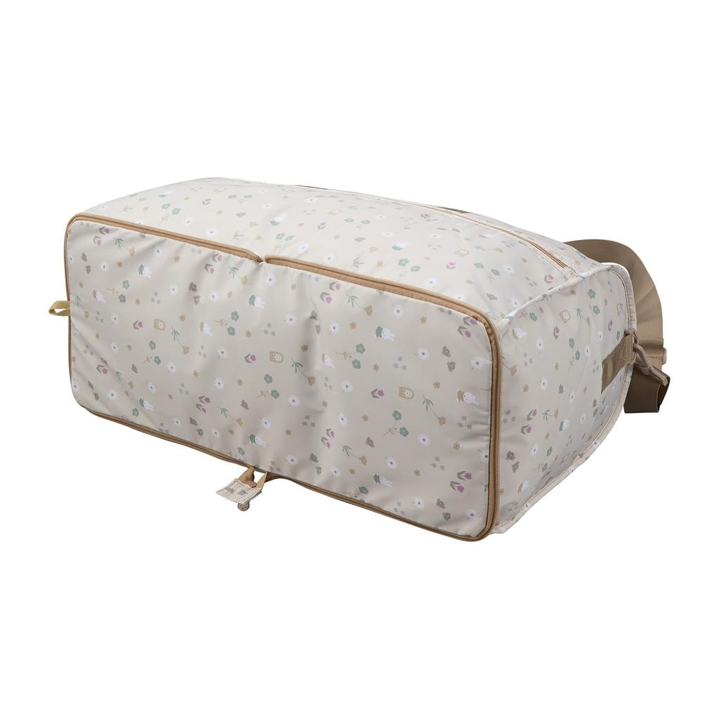 Folding Boston Bag, Large, Miffy HPL0004, B272. Greige Small Flowers