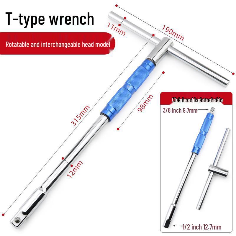 1/2'' Non-Deforming Large L-Shaped Ratchet Wrench & Short Power Extension Bar