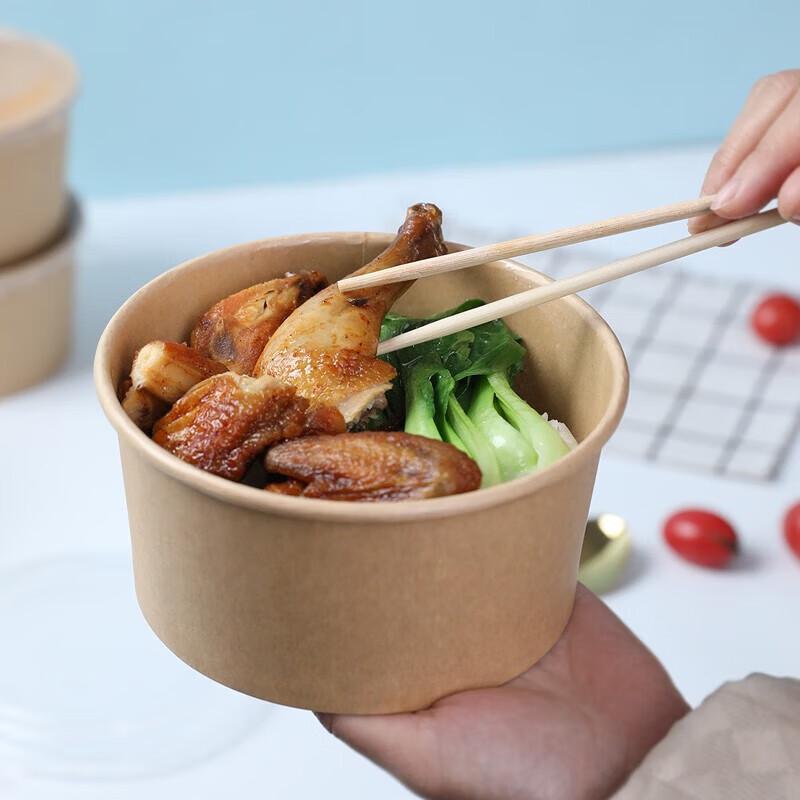 Disposable Kraft Paper Takeaway Bowls with Lids