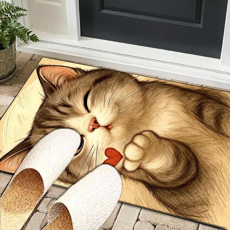 Black Cat In Sunflower Town Office Rug Chair Mat, Game Carpet, Suitable for Front Door, Bedroom, Living Room, Desk, Holiday Gift
