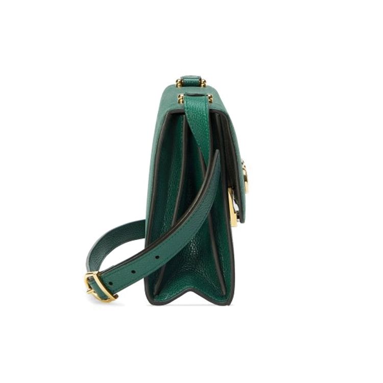 Gucci Zumi Metal Double G Buckle Classic Recommended Grain Leather Crossbody Shoulder Bag Small Women Bags Dark-Green 576388-1B90X-3154
