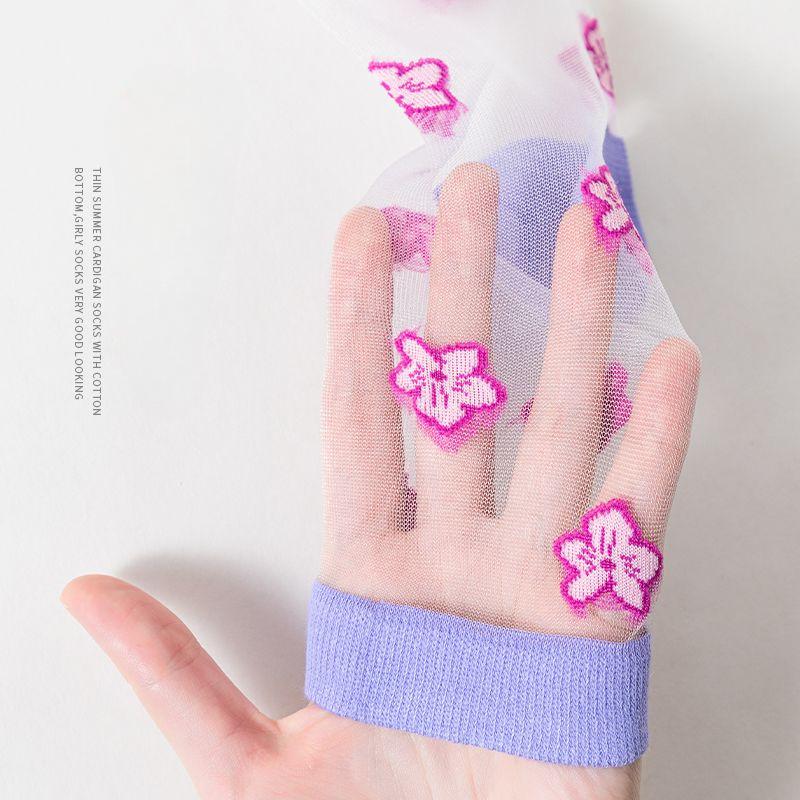 1/5/10 Pairs Summer Fashion Flowers Animal Thin Mesh Tulle Ankle Crystal Silk Socks Transparent Mesh Retro Cute Fishnet Women Cool Socks