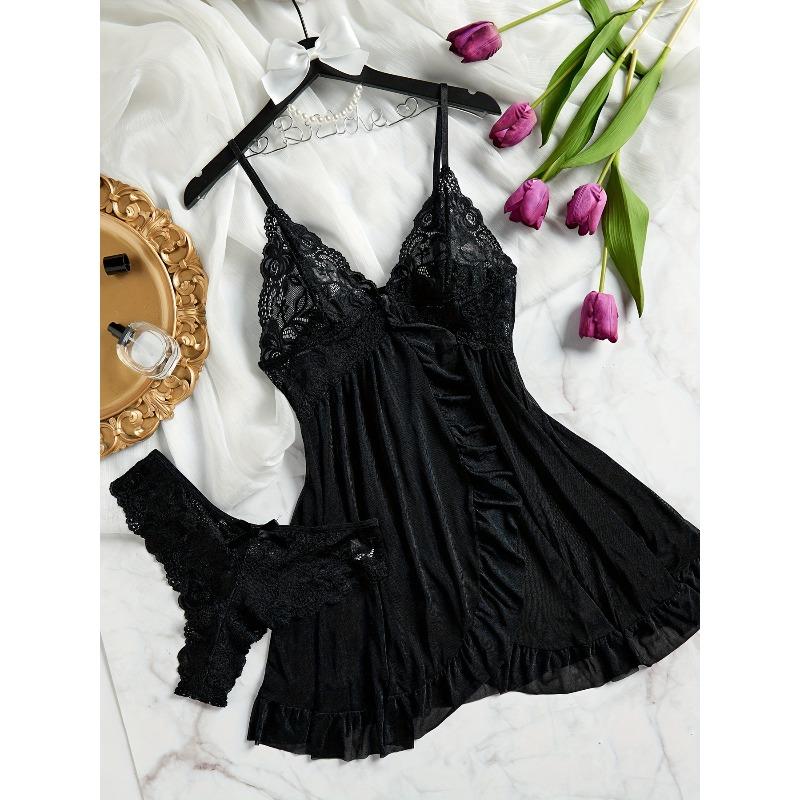 Women's sexy lingerie, see-through suspender dress, women's plus size