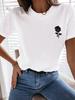 Casual Soft Short Sleeve Comfortable Clothes Simple Rose Flower Printing TShirts Womens Fashion Aesthetic Clothes Streetwear