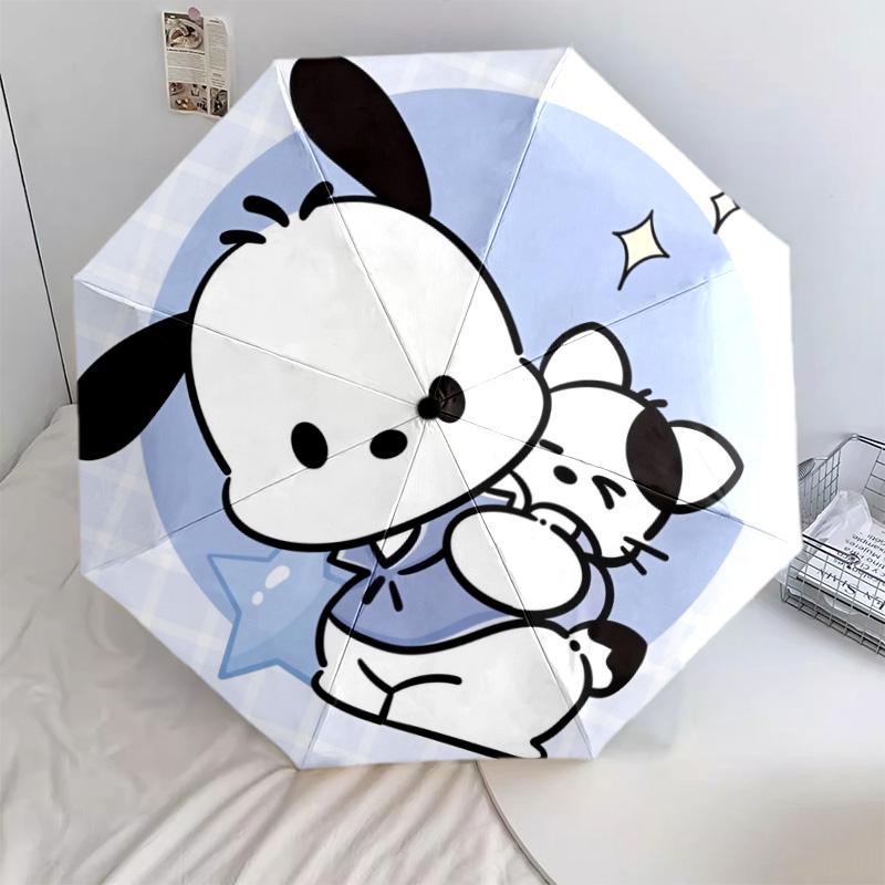 Cute Pochacco  pattern, automatic folding umbrella, portable and foldable design, 8 ribs, a Christmas or birthday gift.