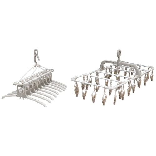 

Twin Mall Laundry Drying Rack, Horizontal Aluminum Hanger 40-Piece Set & 9-Row Aluminum Hanger FS-1