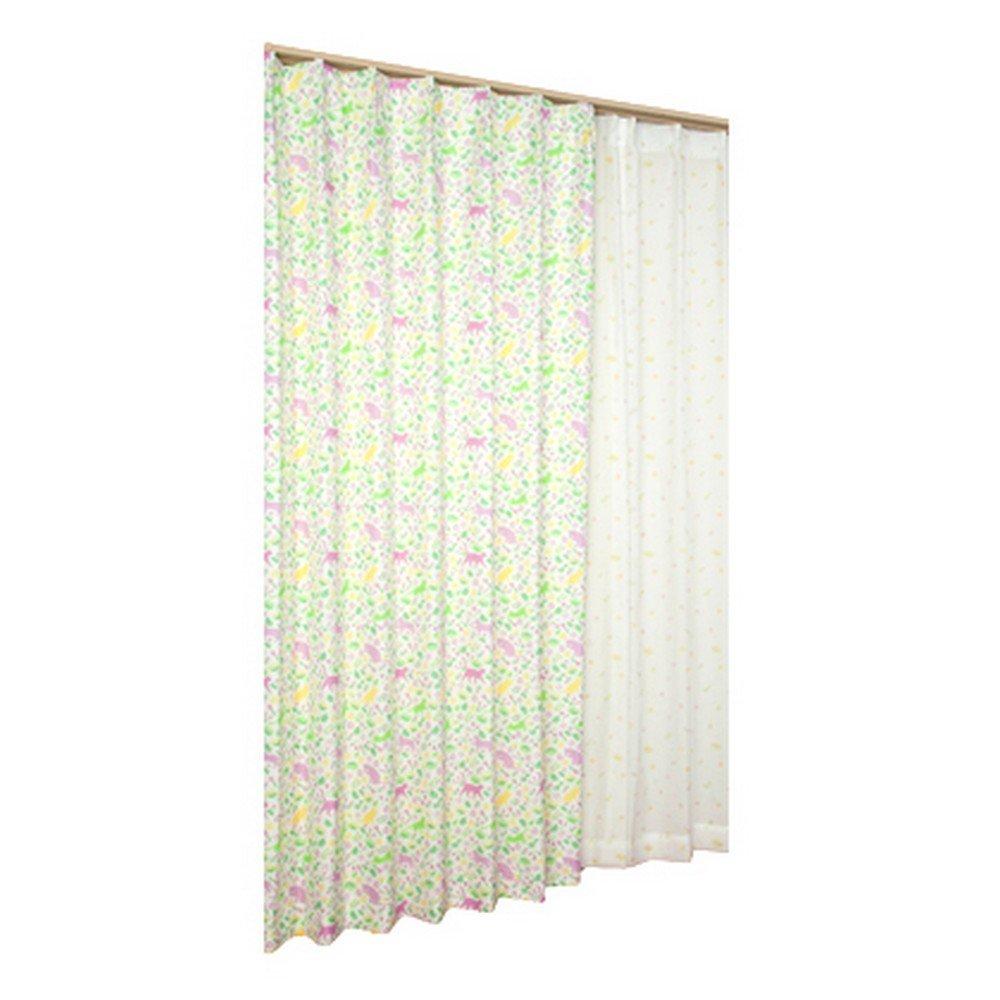 

Univer Cat Print Drape Lace Curtain 100cm Wide x 135cm Set of 4 & Set, Sanpo Danyan (Sanpodanyan), Purple, Long,