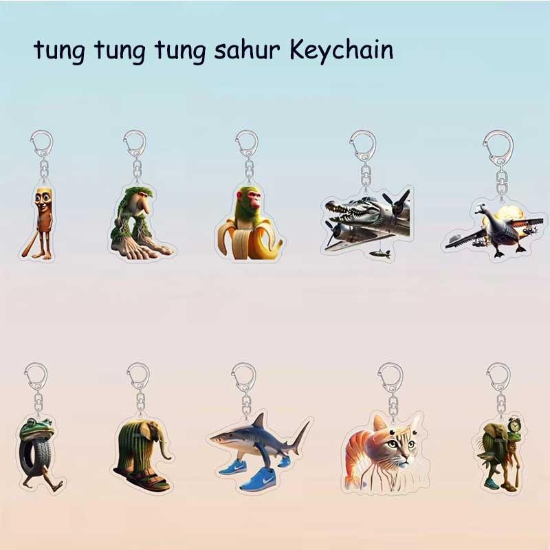 Tung Tung Tung Sahur 5Cm Acrylic Keychain Accessories – Whimsical Abstract Mirage Creature Designs Bag Charm