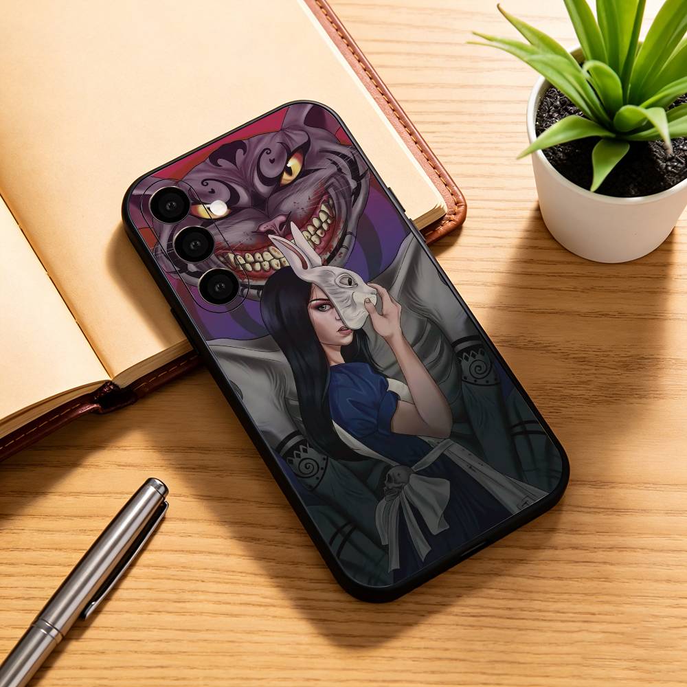 

A-Alice M-Madness R-Returns Phone Case Black Silicone Soft For Samsung Galaxy A73,A72,A71,A70,A53,A52,A51 Samsung a21