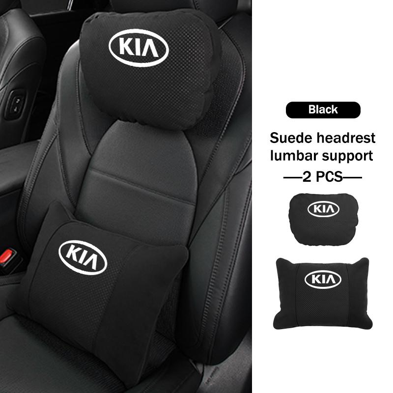 BBEI1 Car Styling Soft Suede Headrest Neck Support Seat Breathable Waist Pad Pillow Mat For KIA Cerato Proceed Venga Stonic Picanto