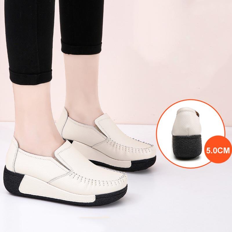 Letnie puste damskie skórzane oddychające buty typu swing Platformowe buty robocze pielęgniarki