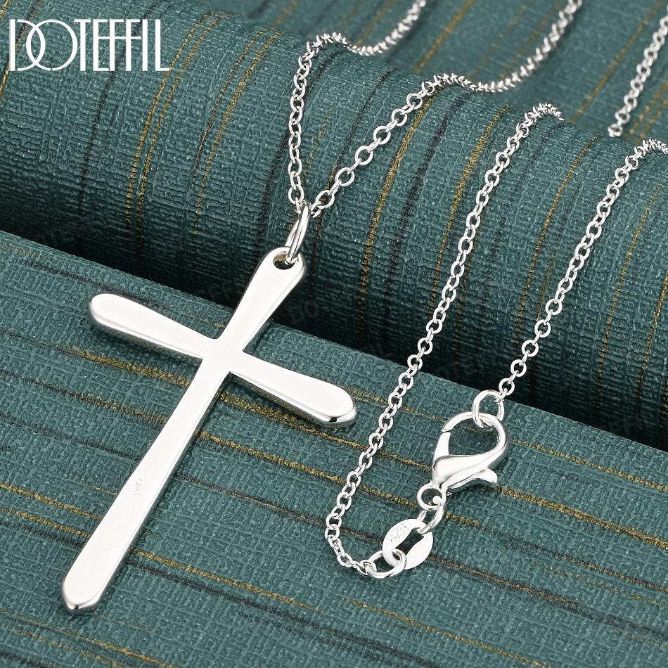 925 Sterling Silver Wedding Gift Cross Pendant Necklace Fashion Jewelry