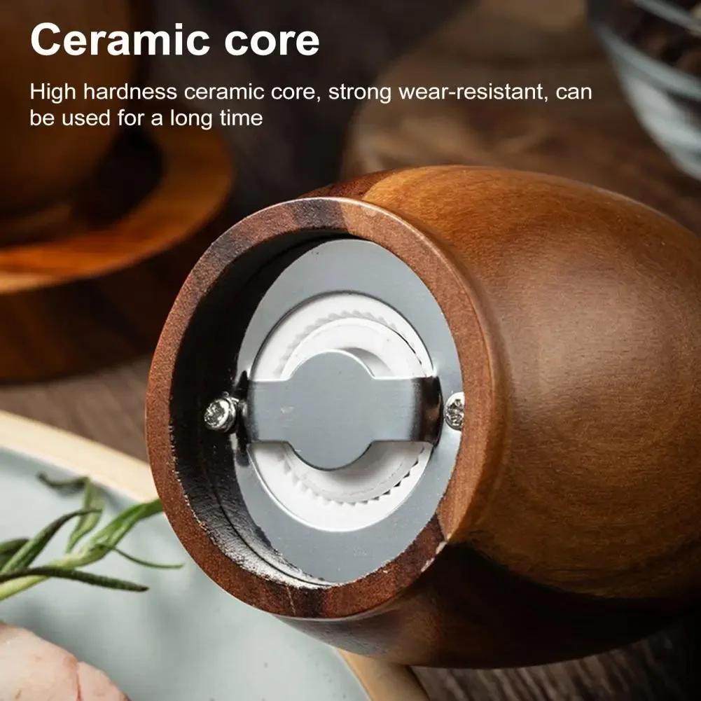 4/5 Inch Manual Pepper Grinder Hand-Cranked Grinder With Acacia Wood Body Metal Handle Ceramic Blade Retro Salt Mill For Kitchen