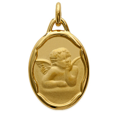 [L3927] - Gold Plated 'Little Angel' Pendant - 18x14 Mm