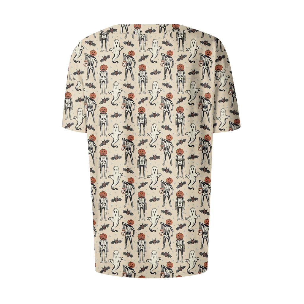 Women's Short Sleeved Patterned Pockets, Work Print Stand Up Collar, Single Breasted Protective Clothing, Cardigan Jacket, Top