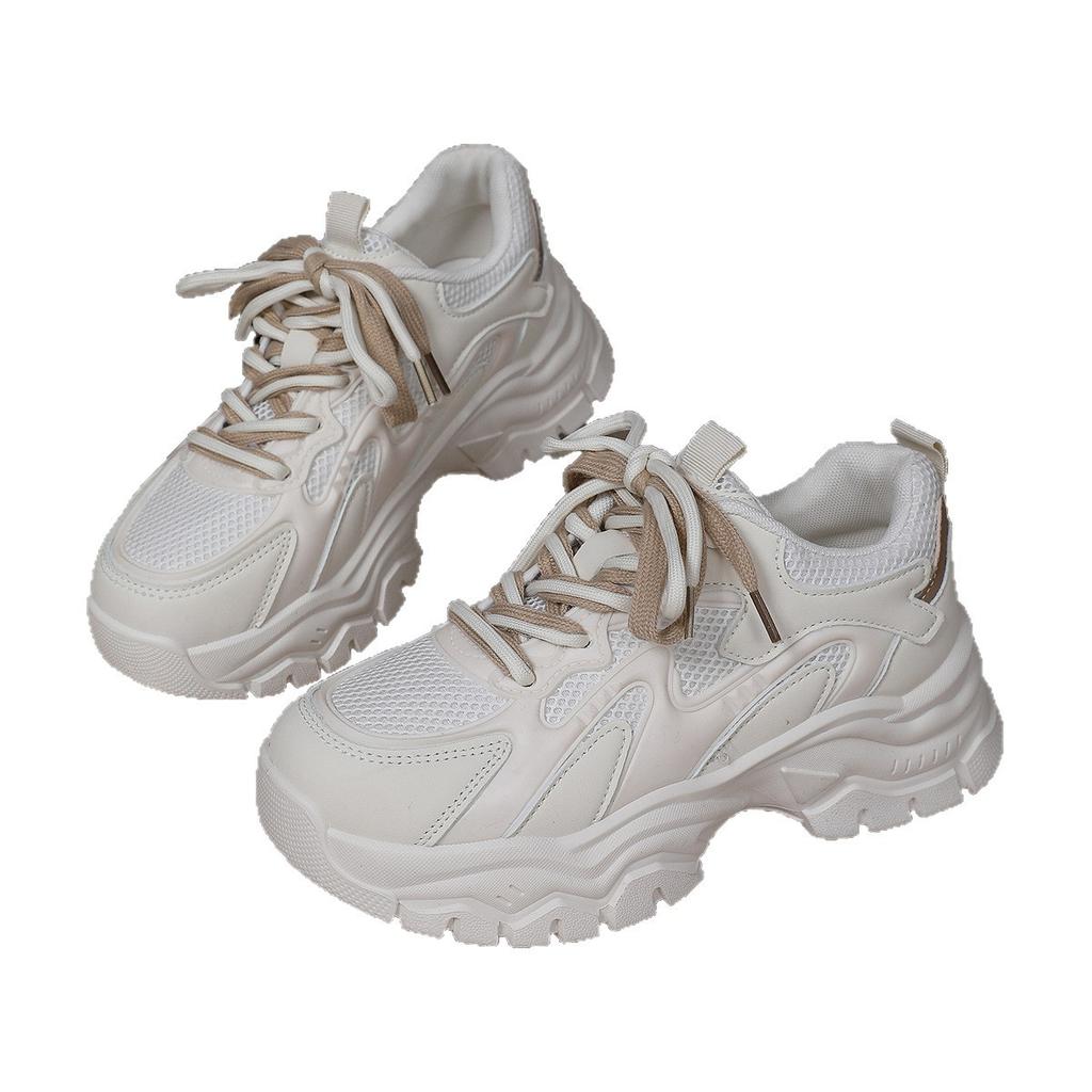 Yueyu Dad Shoes Women 2025 New Thick-soled Wear-resistant Double Net Casual Shoes Large Size Versatile Height-increasing Little White Shoes Women