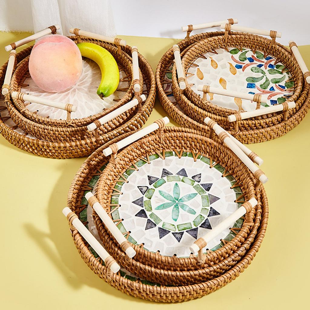 Retro Style Handwoven Basket User Friendly for Snacks Fruits Storage Natural Rattan Home Kitchens Decors in Various Sizes