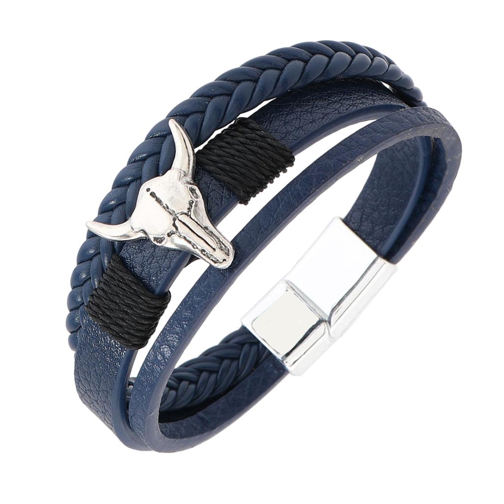 Retro Bracelet PU Leather Wristband Handwoven Magnetic Buckle Bangle Unisex Accessory for Casual or Formal
