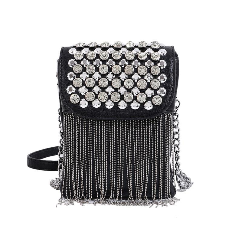 Bags, personalized rivet small bag, 2025 new Korean version fashion, niche and versatile women's chain crossbody small square bag
