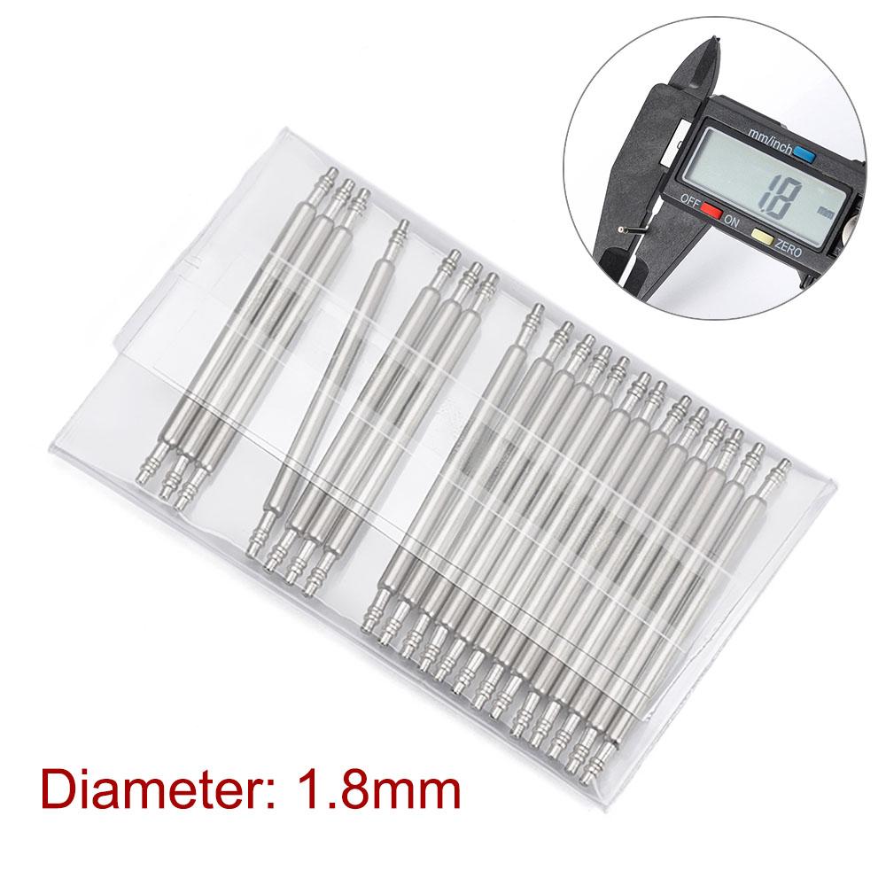 20pcs Stainless Steel Spring Bars Dia 1.3mm/1.5mm/1.8mm Length 12mm-26mm Watch Band Strap Metal Link Pin Watch Repair Tools Pin