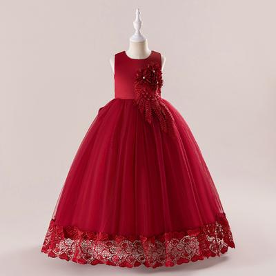 Pageant Dress Flower Girl Princess Dress For Weddings Summer Kid Formal Bow Long Gown For School Evening Party Children New Year Cloth
