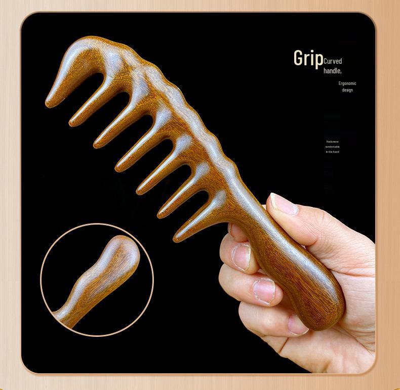 Golden Sandalwood Thickened Wooden Comb for Long and Curly Hair Massage