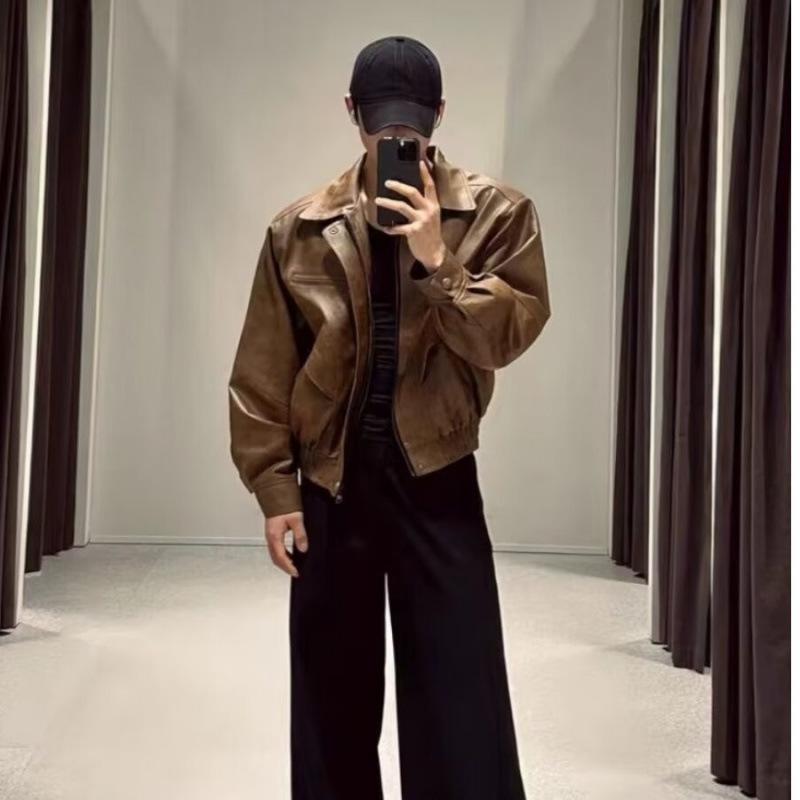 Maillard Men's Retro Patchwork Leather Motorcycle Jacket - High Street Fashion Cleanfit