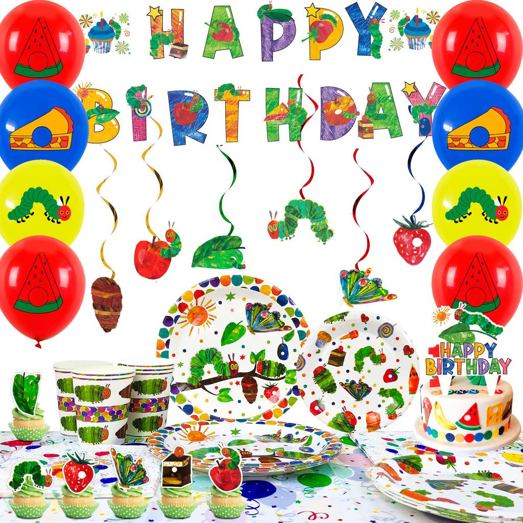 Die sehr hungrige Raupe Partyzubehör,Hungrige Raupe Geburtstagsdekorationen&Geschirr-Hungrige Raupe Party Teller etc Dekorationen