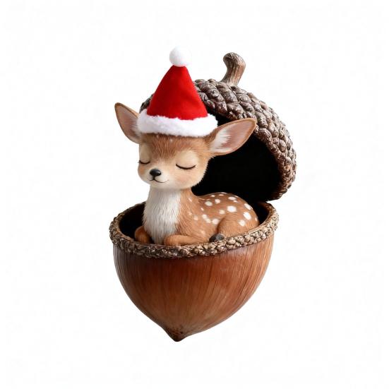 Yousheng Forest Animal Acorn Ornament 2D Acrylic Cozy Forest Christmas Ornament Woodland Creature Hanging Decoration for Xmas Tree Holiday Decor