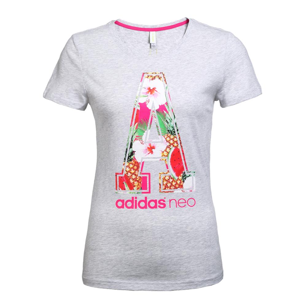 Adidas Neo Round Neck Pullover Printed Casual T-Shirt Women Tops AJ8590 S