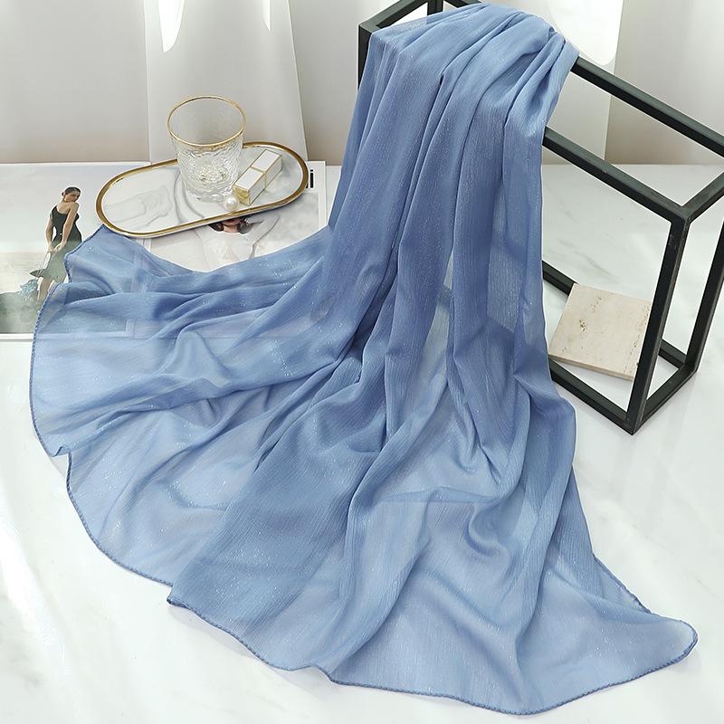 170X70Cm Silk Scarf Shawl Solid Southeast Asian Headscarf Large Travel Shawl Versatile Textured Chiffon Scarf Wrap Poncho Hijabs
