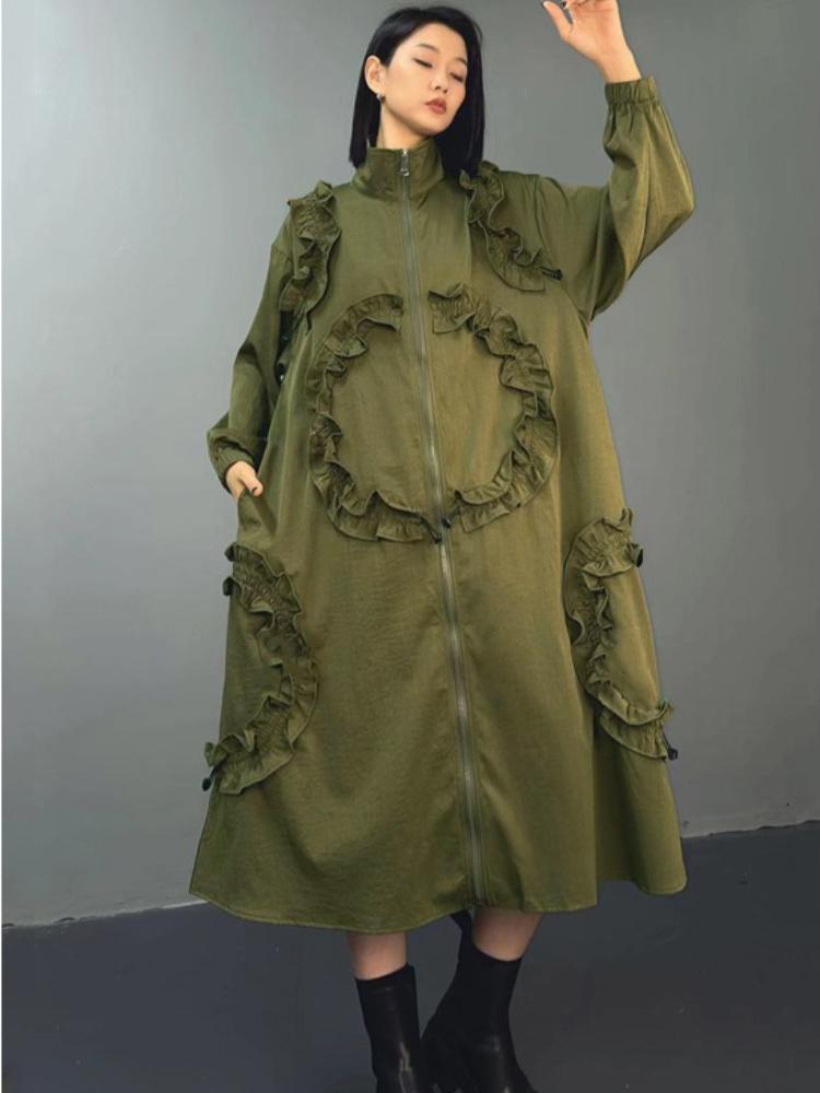 Xitao Solid Color Loose Zipper Dress GYX1103