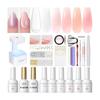 PEACECOLOR Gel Nail Kit, 38 Pieces, 6 Colors Builder Gel + 1 Color Magnet Gel, Includes Mirror Powder, Compatible with Nail Light, Base Coat & Top