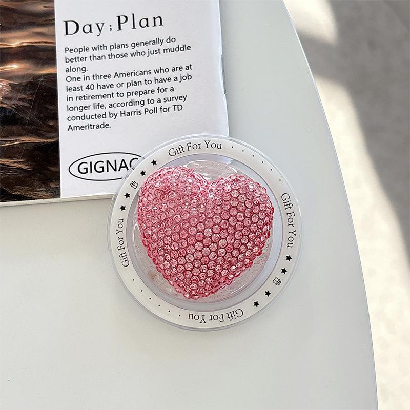 Colorful Rhinestone Heart Phone Holder: Magnetic Magsafe, Desktop Stand, Finger Ring, Portable Airbag.