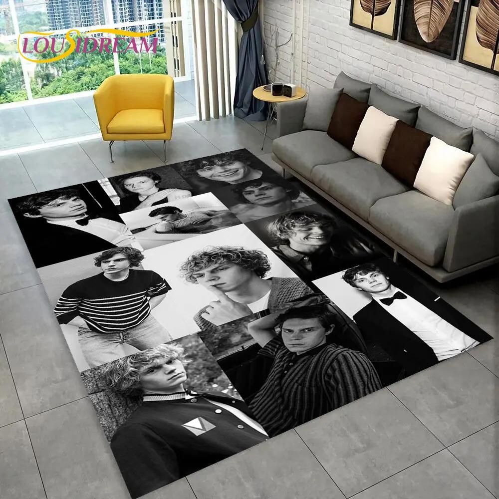 Cute Evan Peters Movie TV  Actor Area Rug,Carpet Rug for Home Living Room Bedroom Sofa Doormat Decor,kids Non-slip Floor Mat 3D
