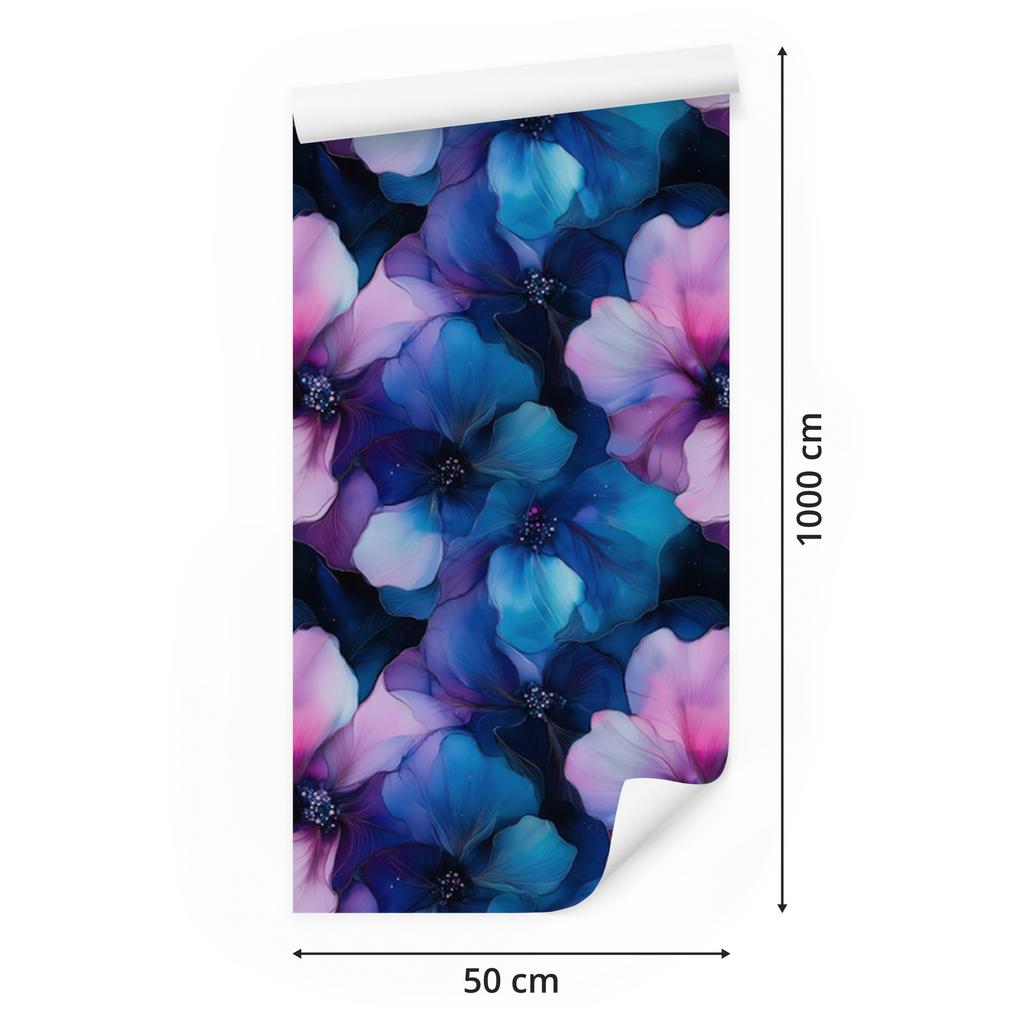 Wallpaper Ink blue, navy blue, purple and lavender 50x1000