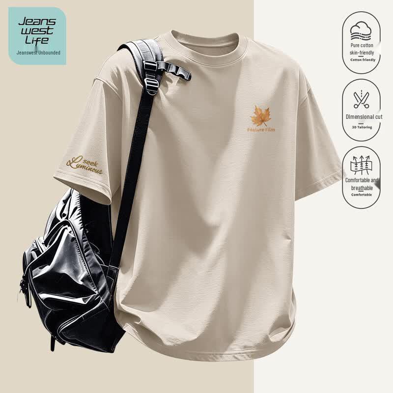 JEANSWEST LIFE Men s Watercolor Leaf Print Cotton T-Shirt 3XL