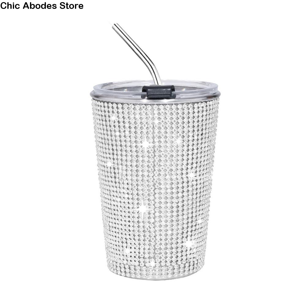 Durable 500ml Rhinestone Water Cup Sparkling Reusable Glitter Coffee Mug Unbreakable Bling Creative Straw Cup Girl