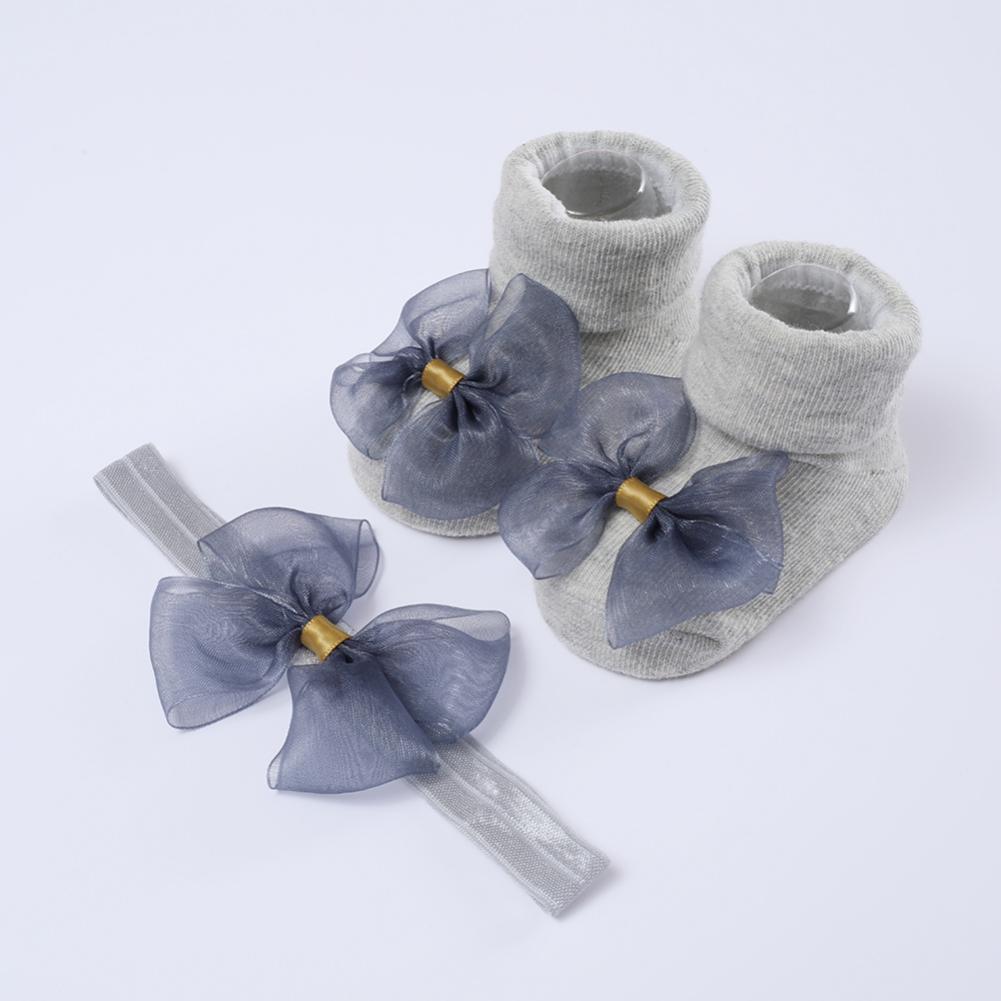 Girls Headband + Socks Set 0-12 Months Cute Toddler Princess Socks Autumn Infant Bow-knot Socks